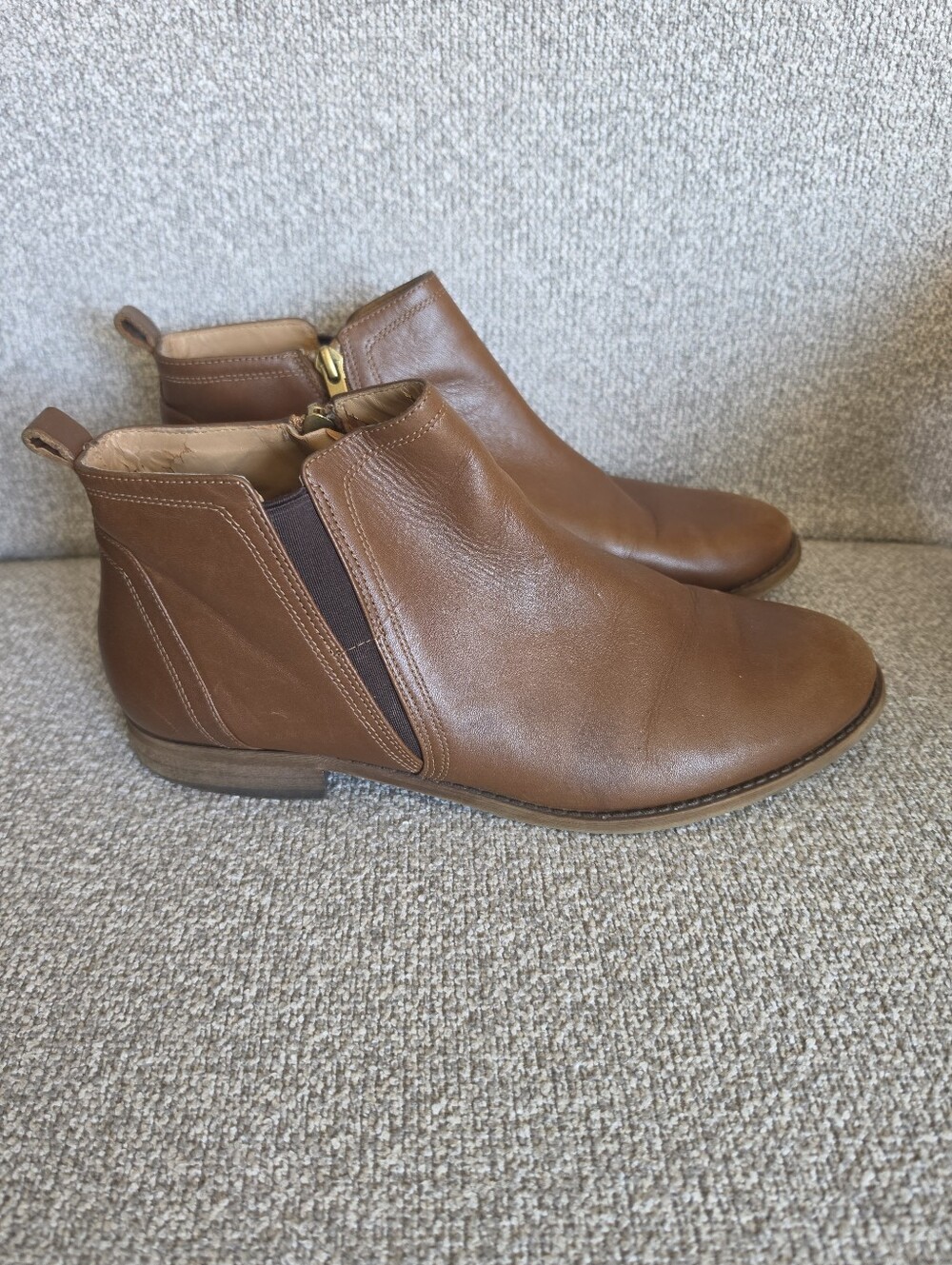 Franco Sarto Hancock Flat Leather Ankle Boot Brown Sz 9.5
